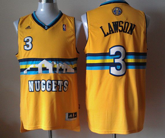 Men Denver Nuggets #3 Lawson Yellow Adidas NBA Jerseys->denver nuggets->NBA Jersey
